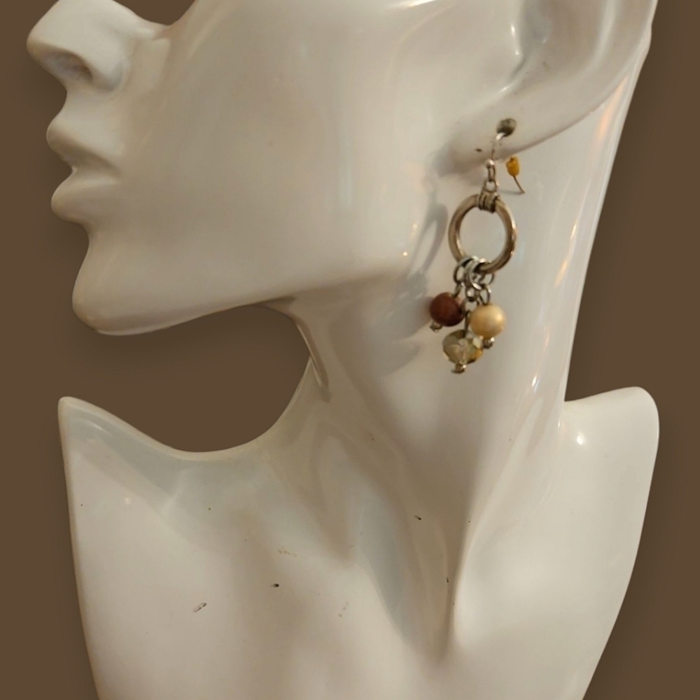 Vintage Beaded Ring Cha Cha Dangle Hook Earrings